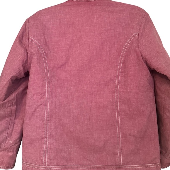 Vintage 70's Reversible Bright Orange and Purple Floral Print Jean Jacket Large - Picture 4 of 10